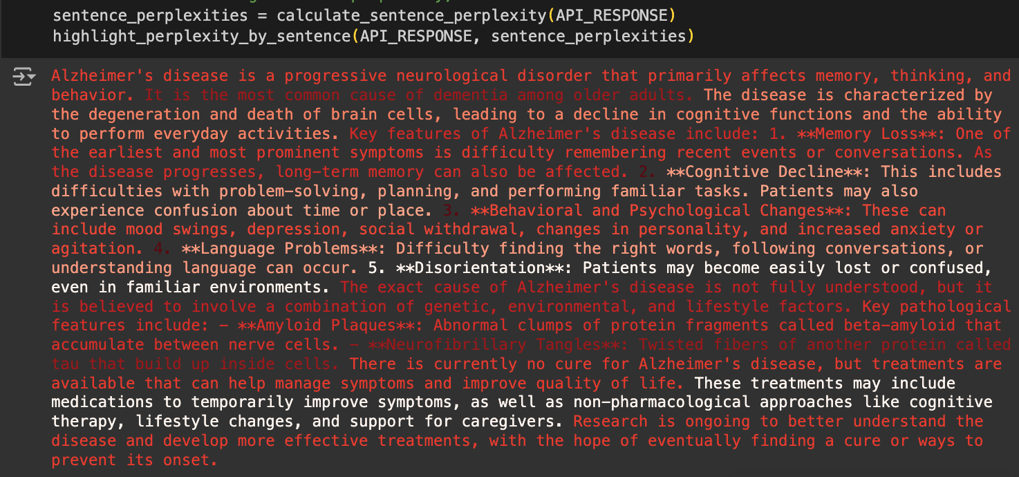 Sentence perplexity