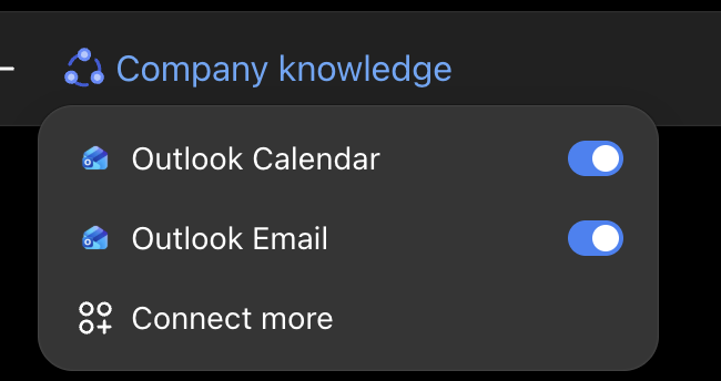 ChatGPT Enterprise Outlook Calendar and Email connectors